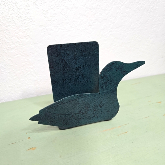 Metal Green Speckled Duck Napkin Holder 1990 Vintage by The Metalman - Picture 1 of 4